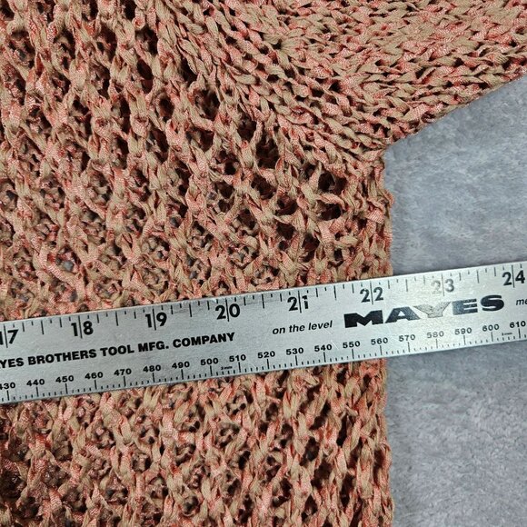 Maurices Sweater Tunic Womens XL  Pink Tan Ribbon loose knit Layer Hippie boho - Picture 5 of 9